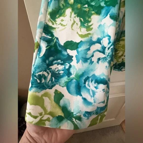 AGB Floral Midi Dress Blue & Green Women’s Size 4 - Picture 11 of 15